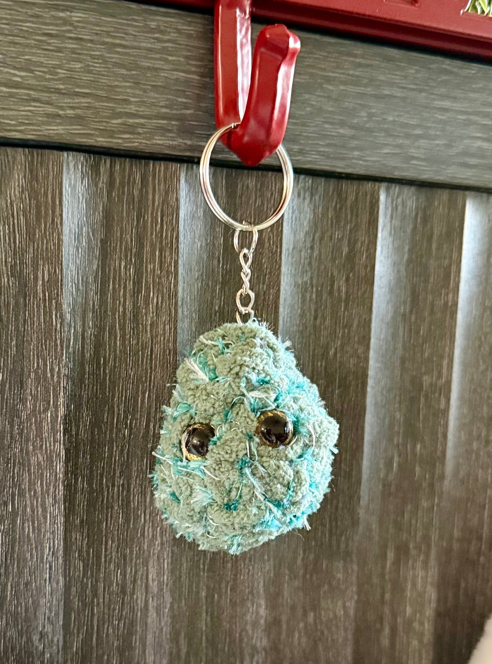 Teal & White Keychain