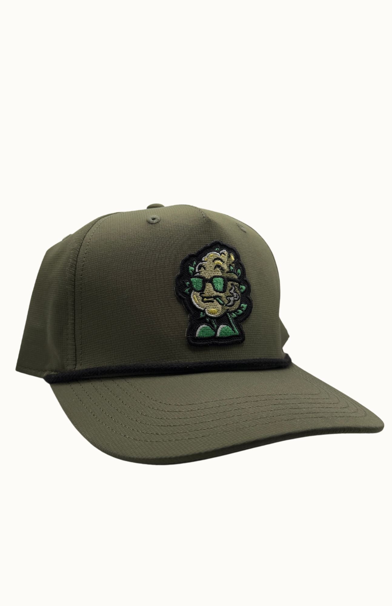 Black Patch hat Green w/Black rope
