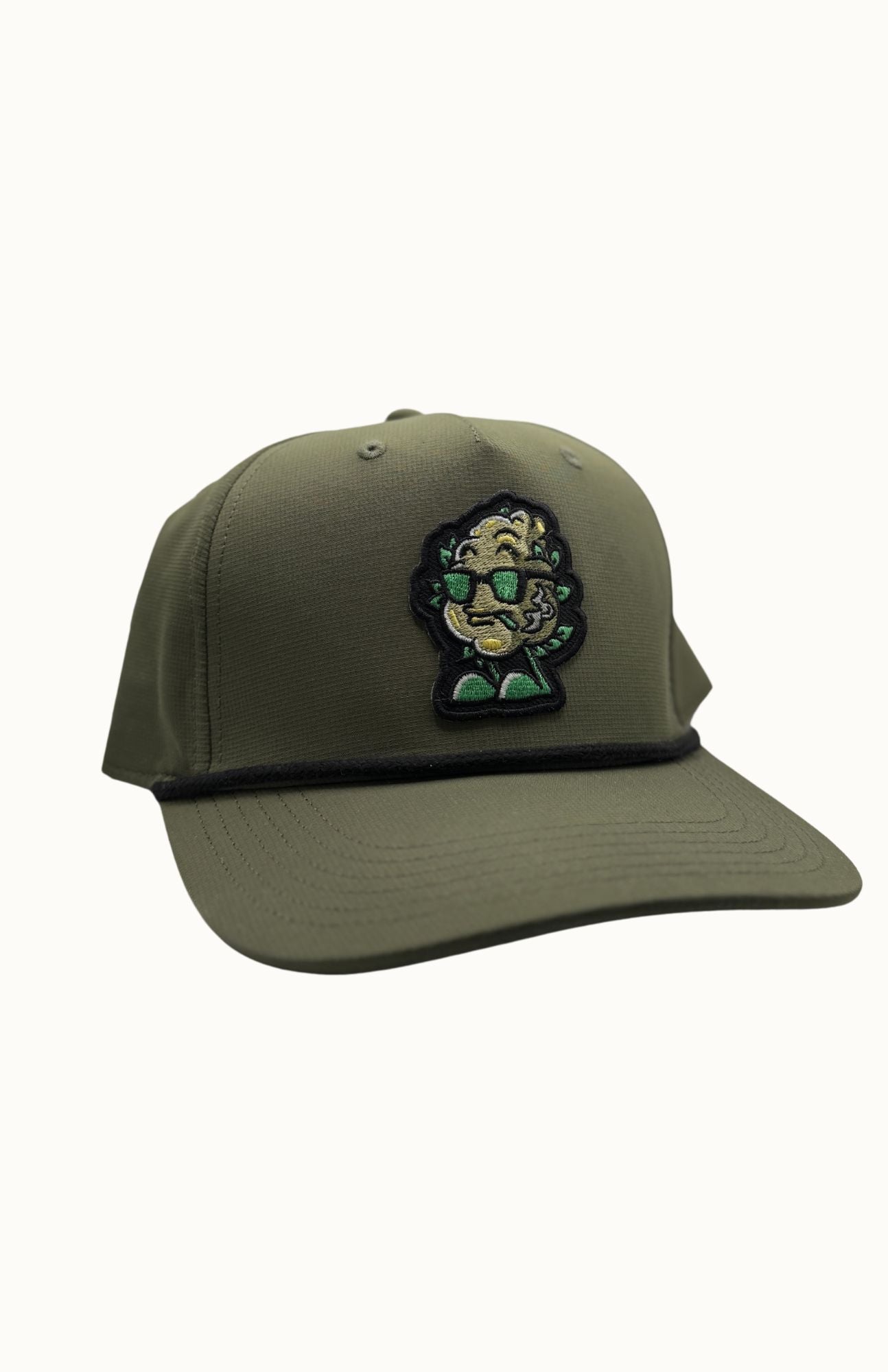 Black Patch hat Green w/Black rope
