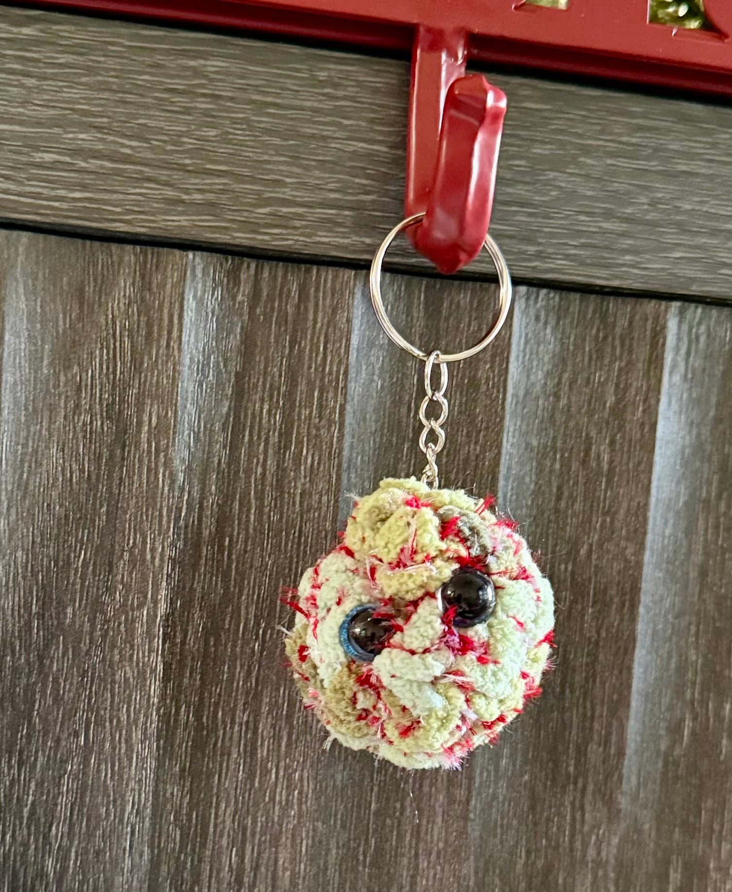 Red & White Tri-Color Keychain